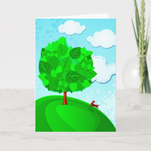 Fondo del árbol, tarjeta de saludo