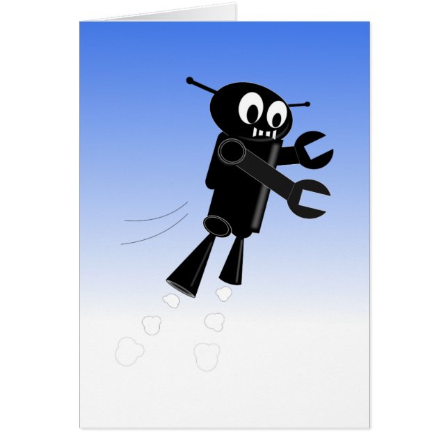 Fondo del cielo azul del robot volador negro (Frente)