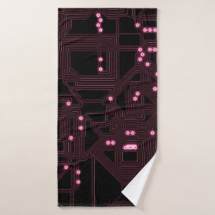 fondo del circuito del microchip rosa, 3d,ab
