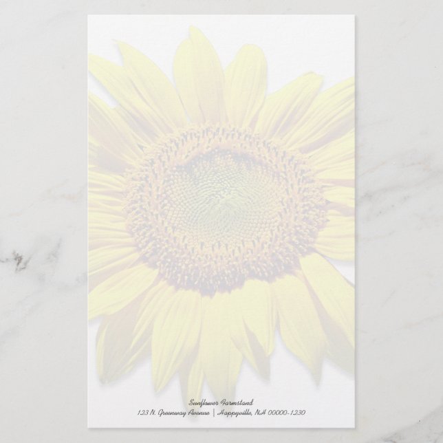 Fondo del girasol Papel Personalizado en blanco (Anverso)