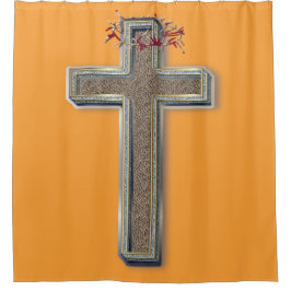 Fondo del Naranja de cortina de ducha