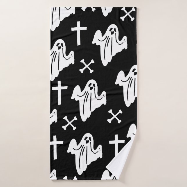 Fondo del patrón Halloween dibujado a mano (Toalla de baño)