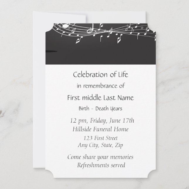 Fondo del servicio de invitaciones a notas musical (Reverso)