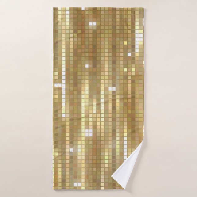 Fondo dorado de mosaico abstracto brillante con gl (Toalla de baño)