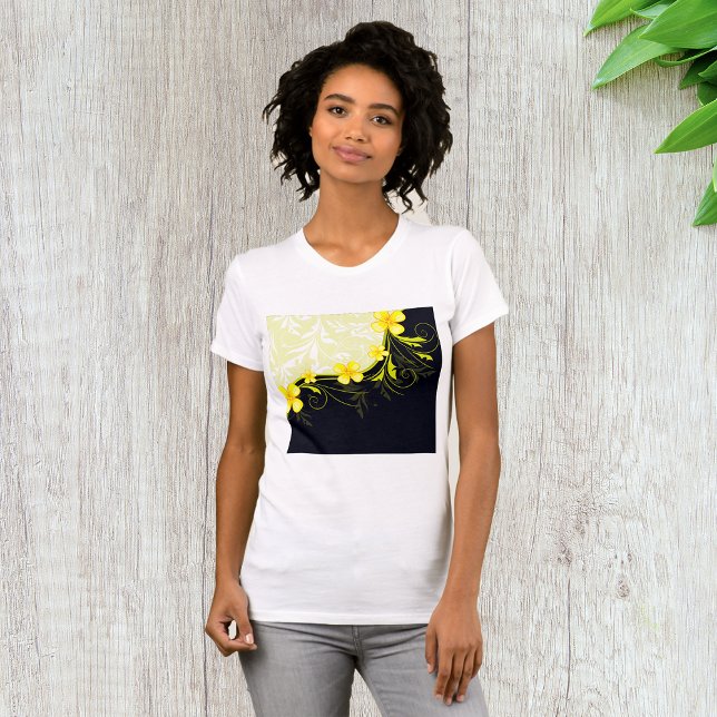 Fondo floral amarillo Camiseta femenina (Subido por el creador)