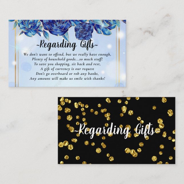 Fondo Floral Azul en lugar de regalos Tarjetas de  (Anverso / Reverso)