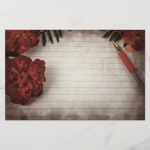 Fondo floral de caída con pluma y papel tendido