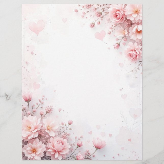 Fondo floral para una carta de papel, para Valenti (Anverso)