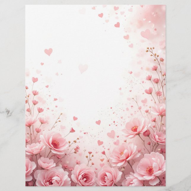 Fondo floral para una carta de papel, para Valenti (Anverso)