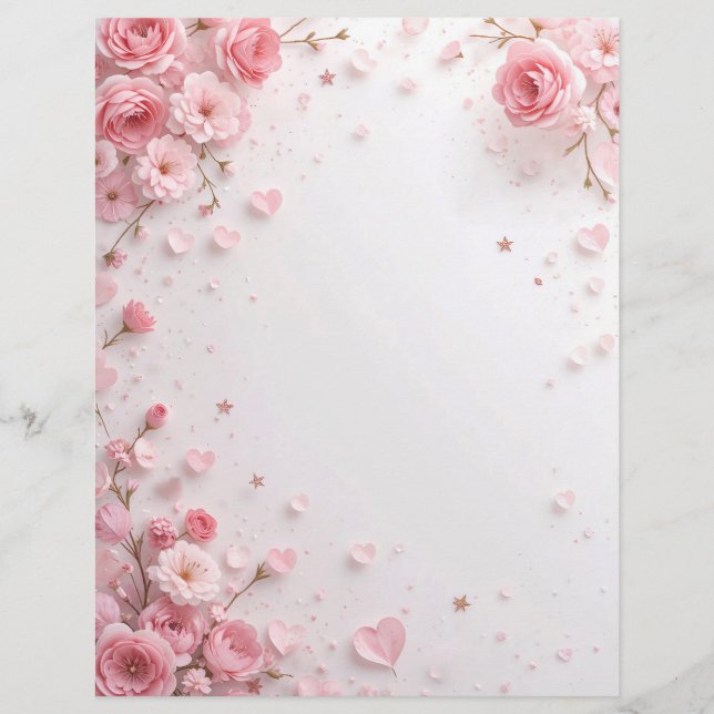 Fondo floral para una carta de papel, para Valenti (Anverso)