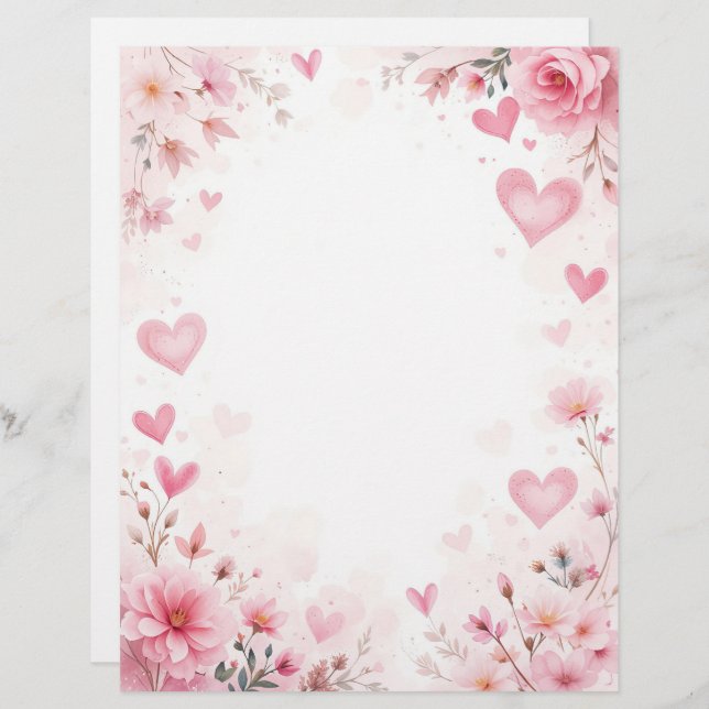 Fondo floral para una carta de papel, para Valenti (Anverso / Reverso)
