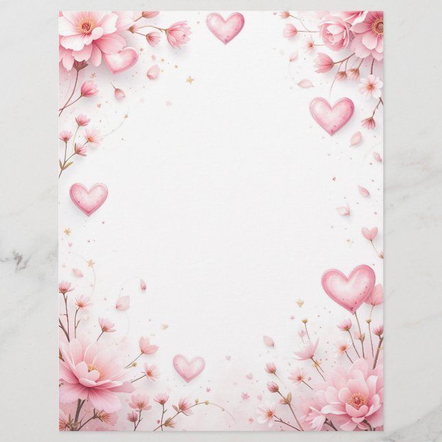 Fondo floral para una carta de papel, para Valenti (Anverso)