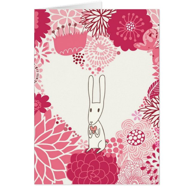 Fondo floral romántico con el conejo lindo (Frente)