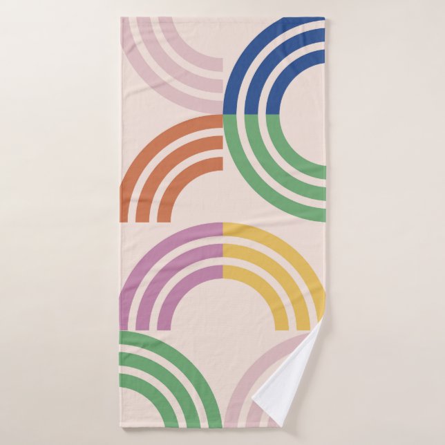 Fondo geométrico de curvas retro rayadas (Toalla de baño)