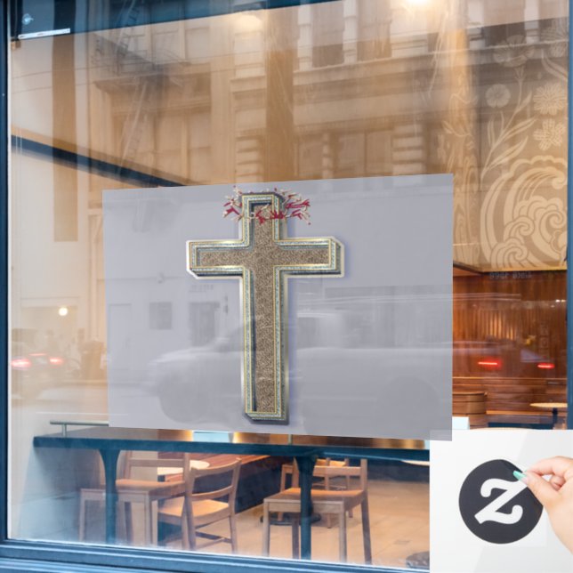 Fondo gris del Pegatina de ventana (Ventana de cafetería)