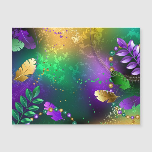 Fondo iridiscente de Mardi Gras con cuentas (Anverso)