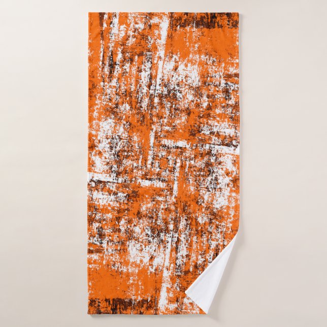 Fondo moreno oscuro. Naranja blanco negro o (Toalla de baño)