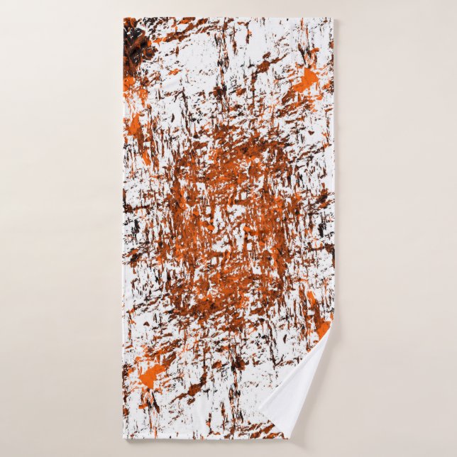 Fondo moreno oscuro. Naranja blanco negro o (Toalla de baño)