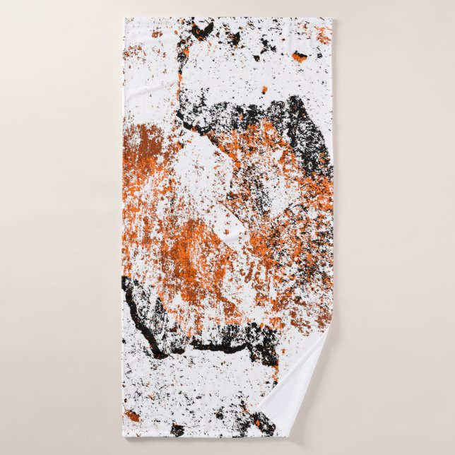 Fondo moreno oscuro. Naranja blanco negro o (Toalla de baño)