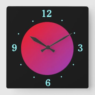 Fondo negro con el reloj de pared rojo/rosado de