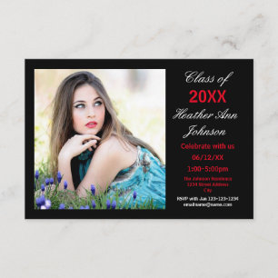Fondo negro de la foto - Invitación 3x5 Grad