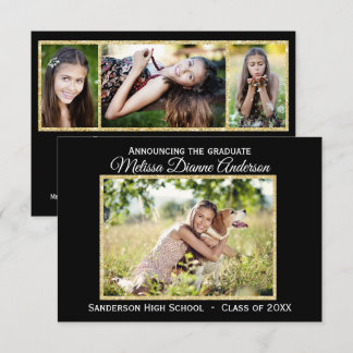 Fondo negro/dorado - Invitación de 3x5 grado