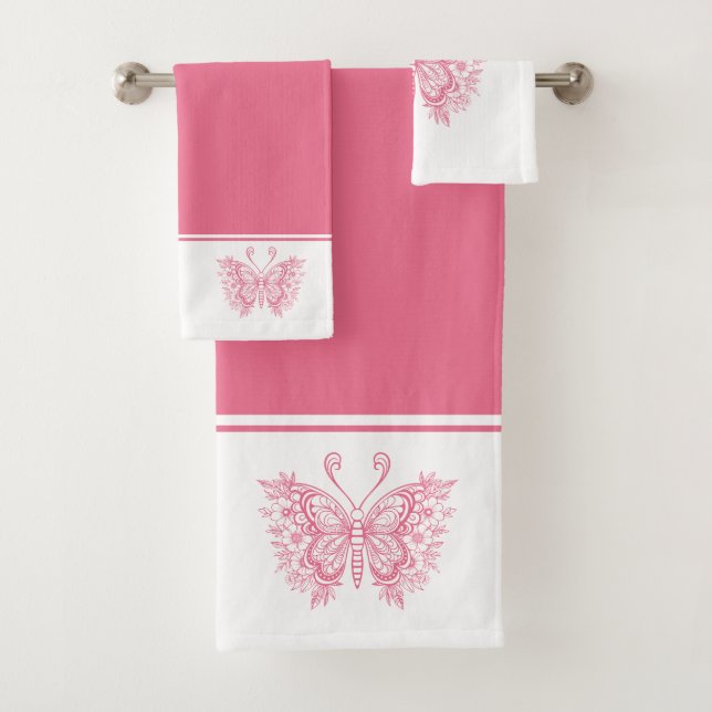Fondo rosa de mariposas floridas rosa y blanco (In situ)