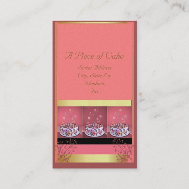 Fondo rosado de las tarjetas de visita de la torta (Anverso)