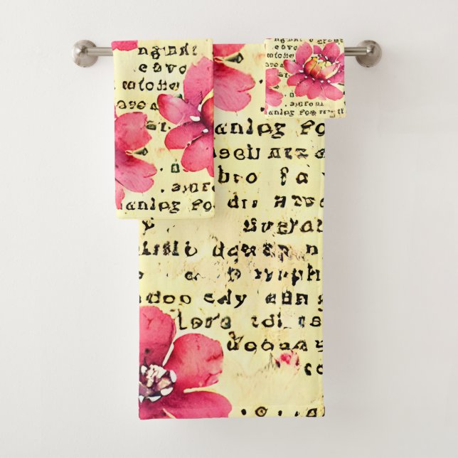 Fondo rústico pintado con flores y letras (In situ)