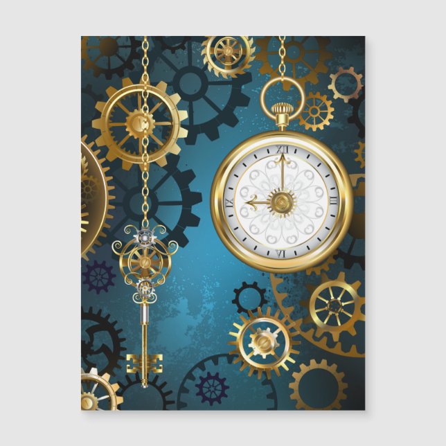 Fondo turquesa de vapor con engranajes (Anverso)
