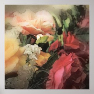 fondo vibrante floral vintage de arte con rojo