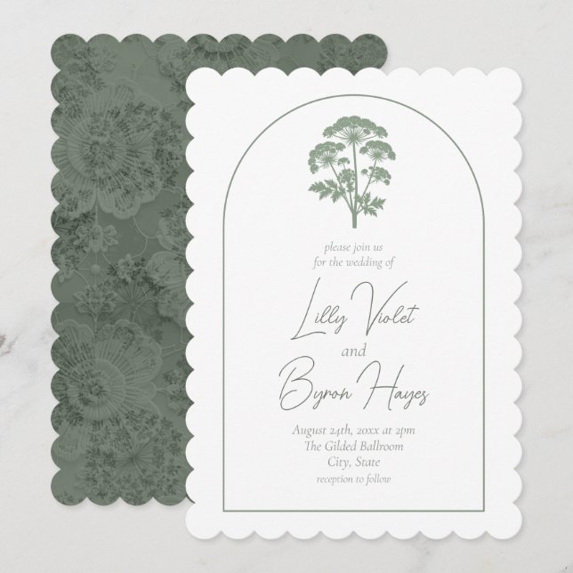 FONDURA | Invitación de boda con borde escalopado (Anverso / Reverso)