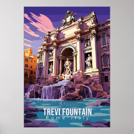 Fontana de Trevi, poster de arte de viajes