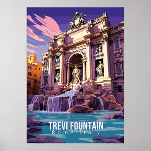 Fontana de Trevi, poster de arte de viajes