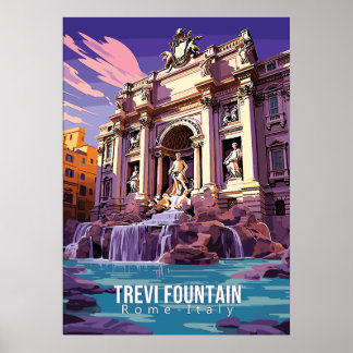 Fontana de Trevi, poster de arte de viajes