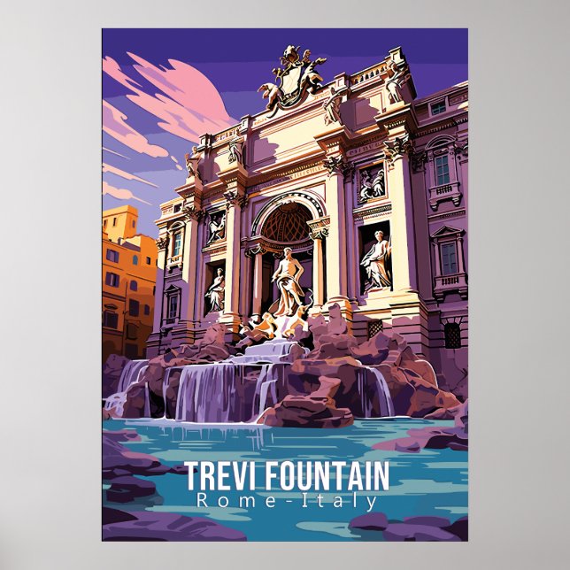 Fontana de Trevi, poster de arte de viajes (Frente)