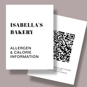 Food Allergy Calorie Information QR Code Card