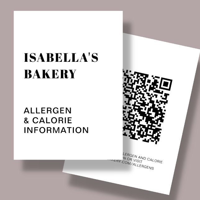 Food Allergy Calorie Information QR Code Card (Subido por el creador)