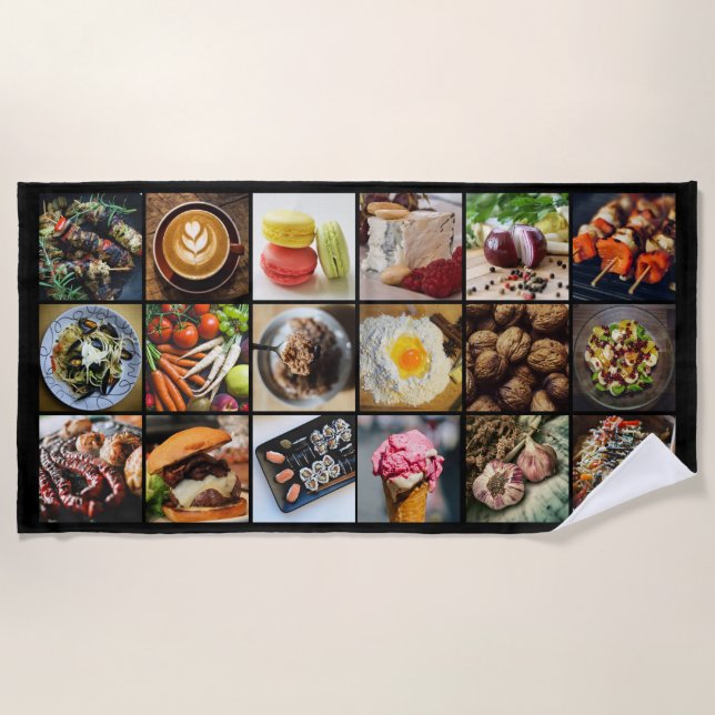 Foodie Collage toalla de playa (Anverso)