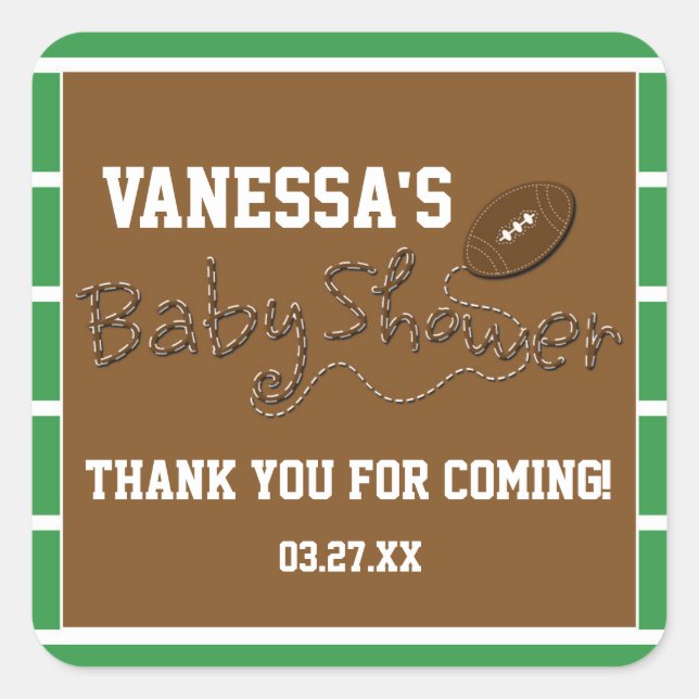 FOOTBALL BABY SHOWER TYPOGRAPHY Pegatina Cute Etiq (Anverso)