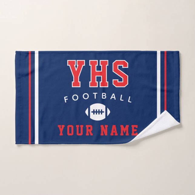 Football Icon, Custom Name & School, Team Gift (Toalla de mano)