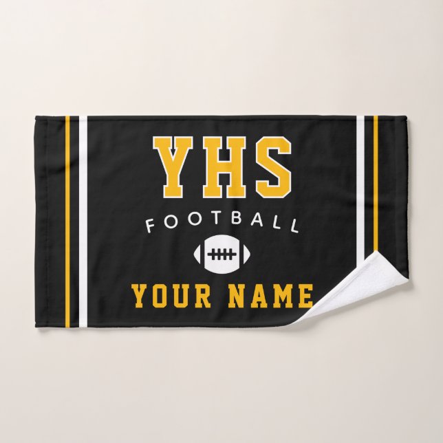 Football Icon, Custom Name & School, Team Gift (Toalla de mano)