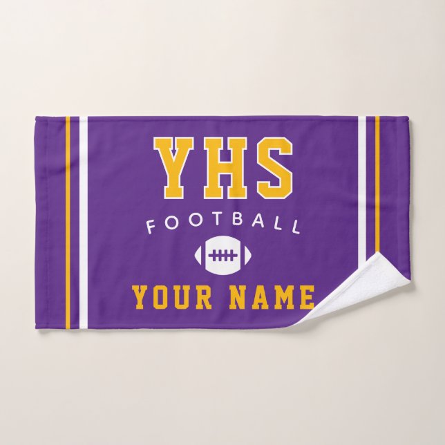 Football Icon, Custom Name & School, Team Gift (Toalla de mano)