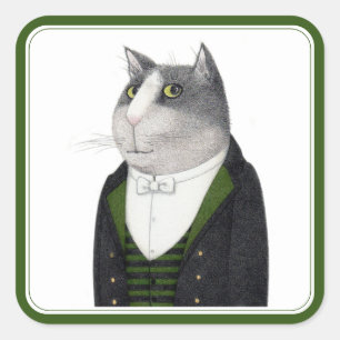 FOOTMAN CAT Grandes Pegatinas cuadradas