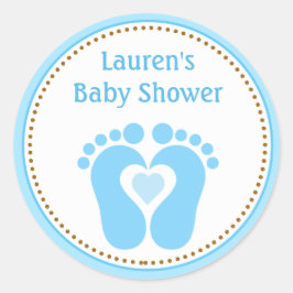 Footprint Boy Baby Shower Favor Tag Pegatinas