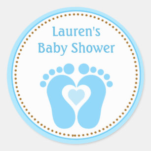 Footprint Boy Baby Shower Favor Tag Pegatinas
