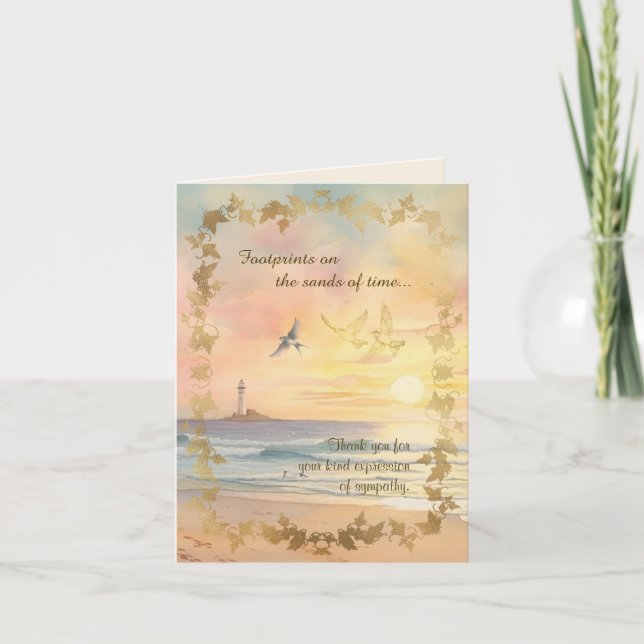 Footprints Sympathy Thank You Folded Note Card (Anverso)