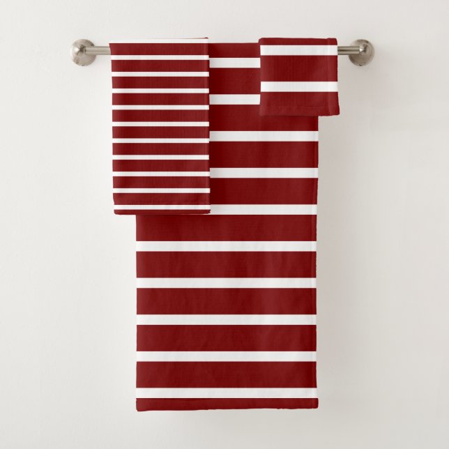 For Elegant Homes – Deep Red & White Striped  (In situ)