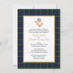 Forbes Plaid Thistle Wedding Invitación