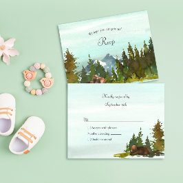 Forest Adventure Bear Baby Shower RSVP